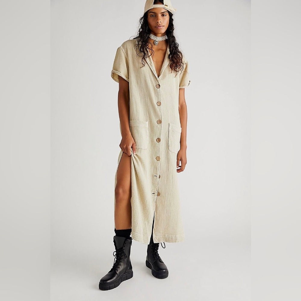 NWOT Free People Almeda Buttondown 100% Cotton Dress - Size small